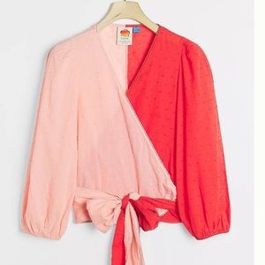Anthropologie Farm Rio Colorblocked Wrap Blouse